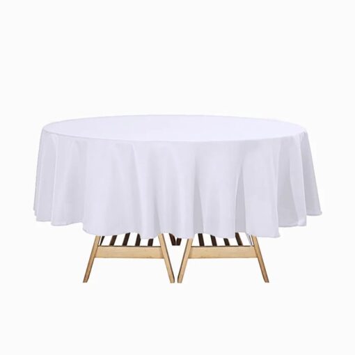 White Fabric Tablecloth Round 96&Quot;