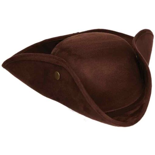 Tri-Corner Faux Suede Brown Hat