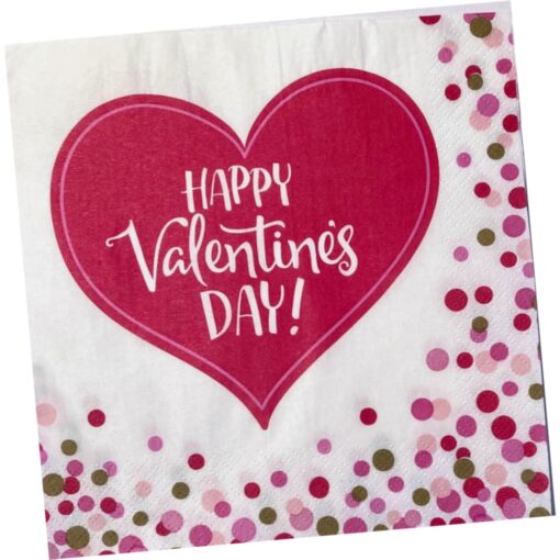 Valentine Happy Heart Napkins Lunch 16Ct