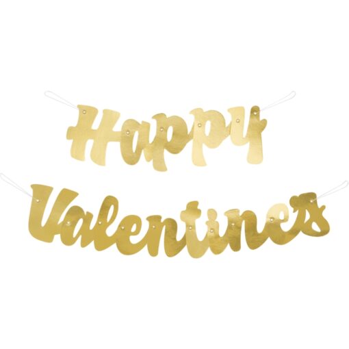 Happy Valentines Gold Script Banner 3.74Ft