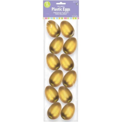 Easter Eggs Fillable Metallic Gold Small 12Ct