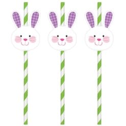 Easter Bunny Paper Straws 12CT