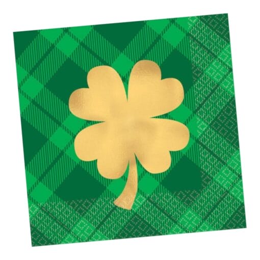 Gold Shamrock Napkins Beverage 16Ct