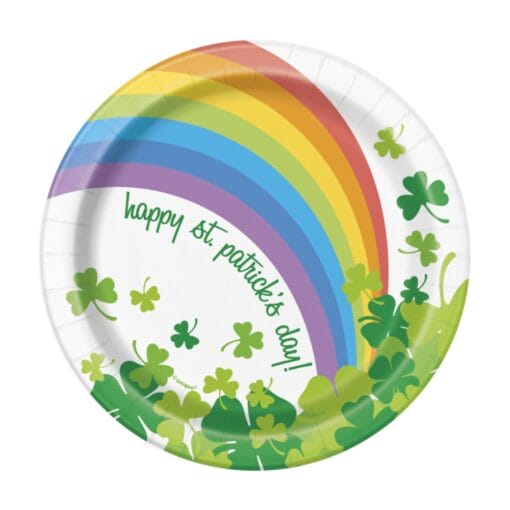 Rainbow Shamrock Plates 7&Quot; 8Ct