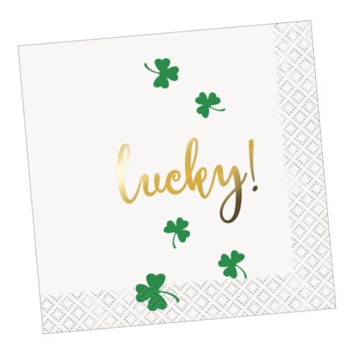 Gold Lucky Shamrock Napkins Bvg 16Ct