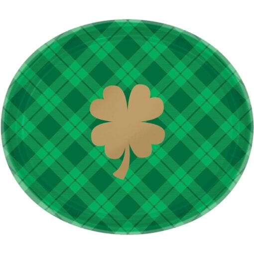 St Pats Plaid Plates Oval 12&Quot;X10&Quot; 18Ct