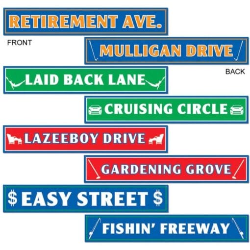 Retirement Street Sign Cutouts 4Pcs