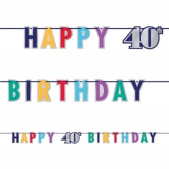 Happy 40th Birthday Foil Letter Banner