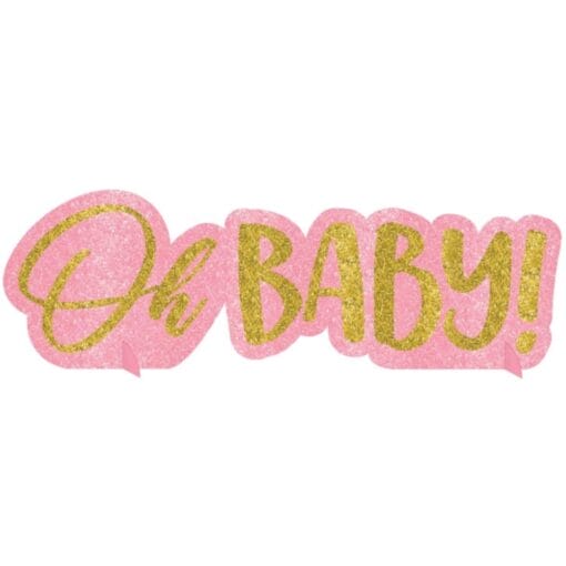 Oh Baby Girl Glitter Table Centerpiece