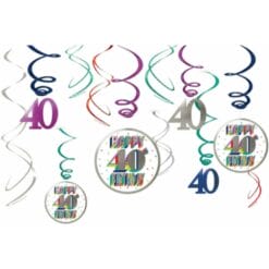 Happy 40th Birthday Swirl Decorations