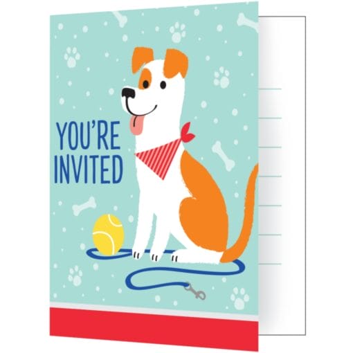 Dog Party Invitations 8Ct W/Envelopes