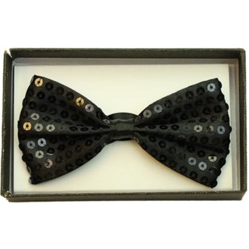 Black Sequin Satin Bowtie