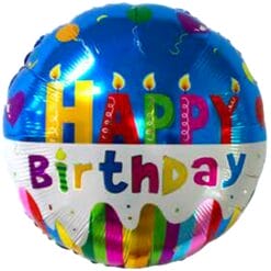 18" RND Happy Birthday Primary Candles Balloon