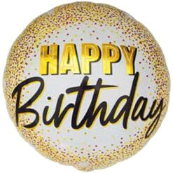 18" RND Happy Birthday Gold Dots Balloon