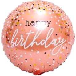 18" RND Happy Birthday Rose Gold Dots Balloon