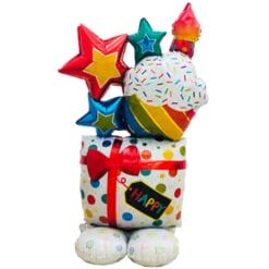 45" SHP Happy Birthday Standing Gift Air Fill Balloon