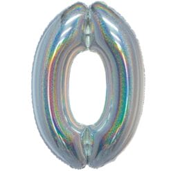 40" NBR Silver Holographic #0 Balloon