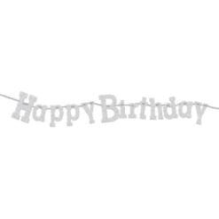Happy Birthday Silver Diamond Banner 7"