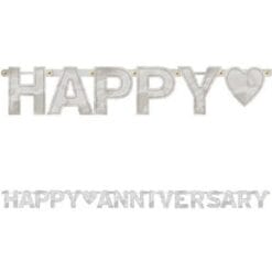 Happy Anniversary Silver Foil Banner 7ft