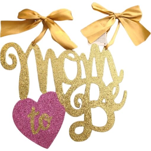 Mom To Be Golden Glitter Sign