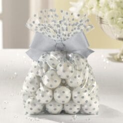 Cello Bags w/Silver Dots & Bows 12CT