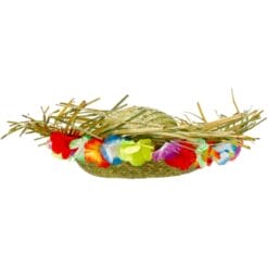 Straw Hat w/ Floral Trim