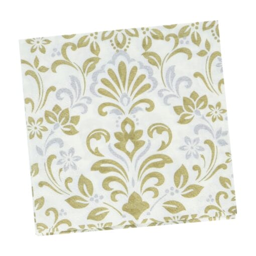 Gold Demask Napkins Beverage 16Ct