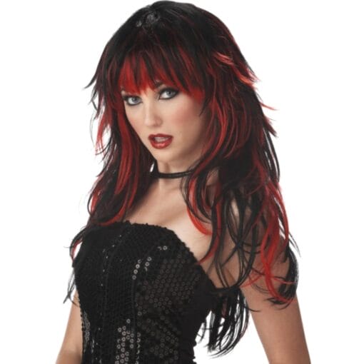 Tempting Tresses Black/Red Long Wig