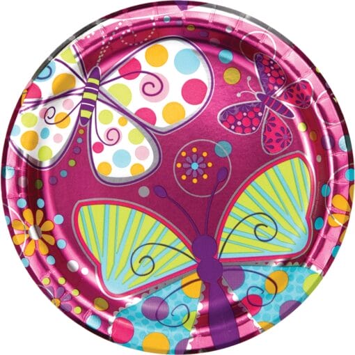 Butterfly Sparkle Plates 9&Quot; Foil 8Ct