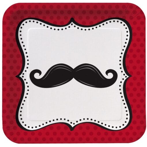 Mustache Madness Plates 9&Quot; Sqr 8Ct