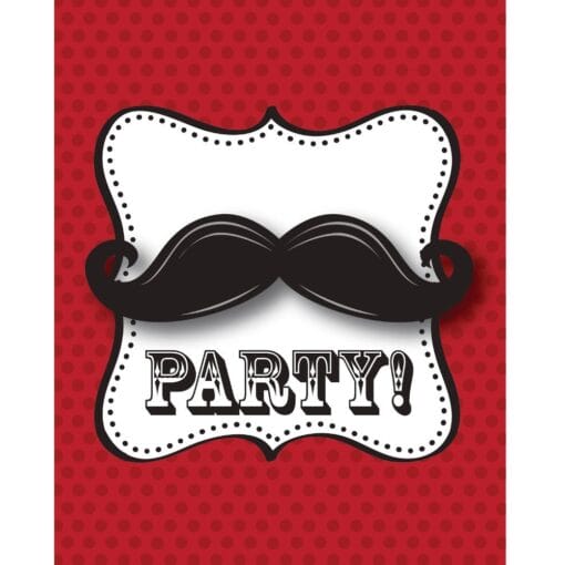 Mustache Madness Invitations 8Ct