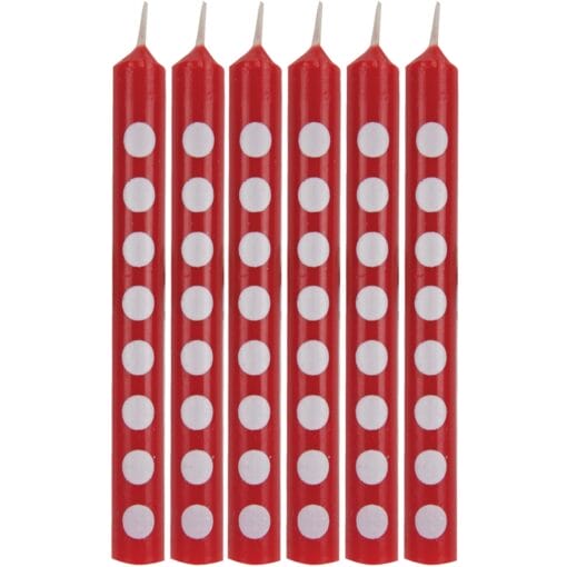 Red Candles W/White Dots 12Ct