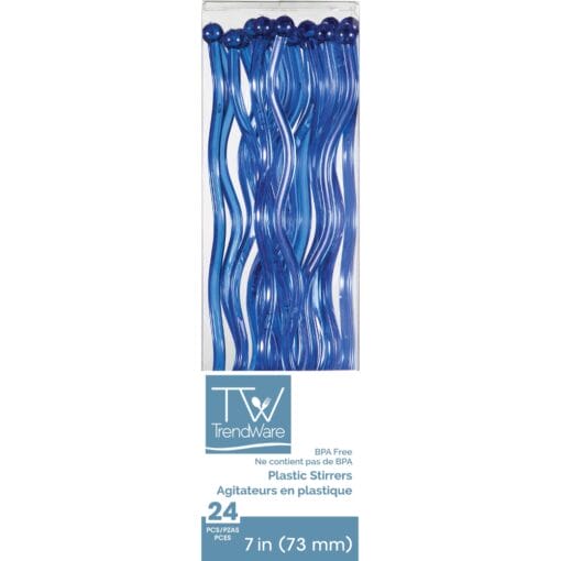 Translucent Blue Plastic Stirrers 24Ct