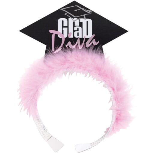 Pink Grad Diva Paper Tiara W/Marabou