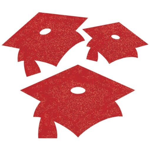 Red Grad Caps Glitter Cutouts Astd 12Ct