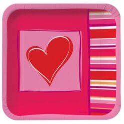 Hearts & Stripes Plates SQR 9" 8CT