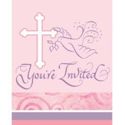 Faithful Dove Pink Invitations 8CT