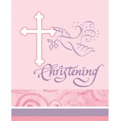 Faithful Dove Pink Invitations Christening 8CT