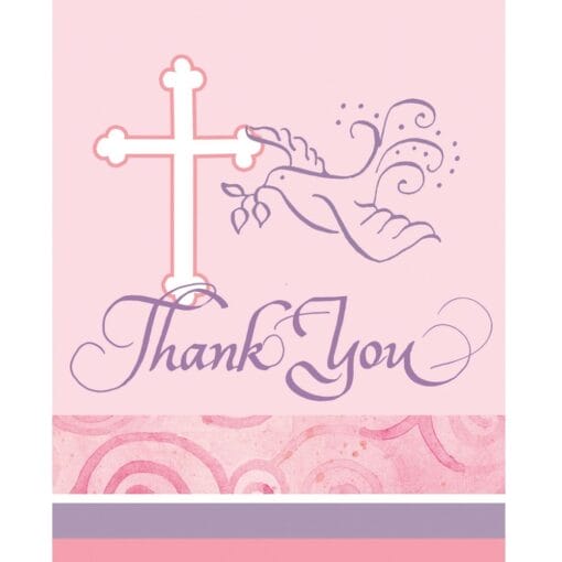 Faithful Dove Pink Thank You Notes 8Ct