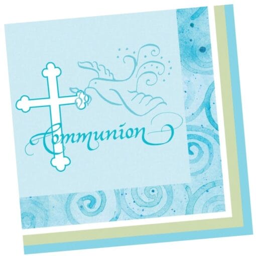 Faithful Dove Blue Napkins Beverage Communium 16Ct