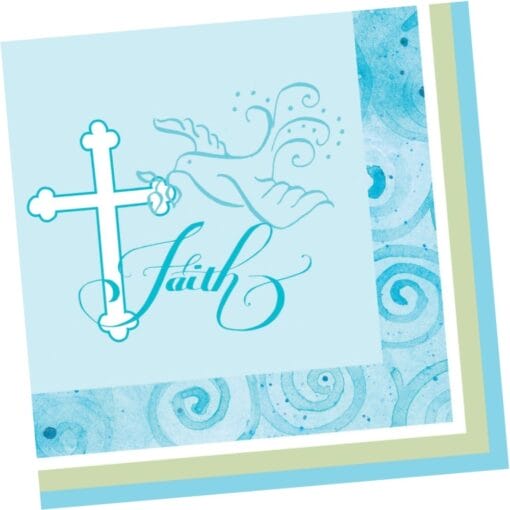 Faithful Dove Blue Napkins Lunch 16Ct