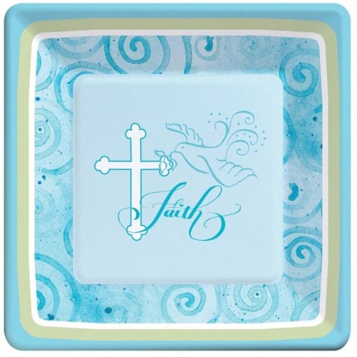 Faithful Dove Blue Plates Square 7&Quot; 8Ct