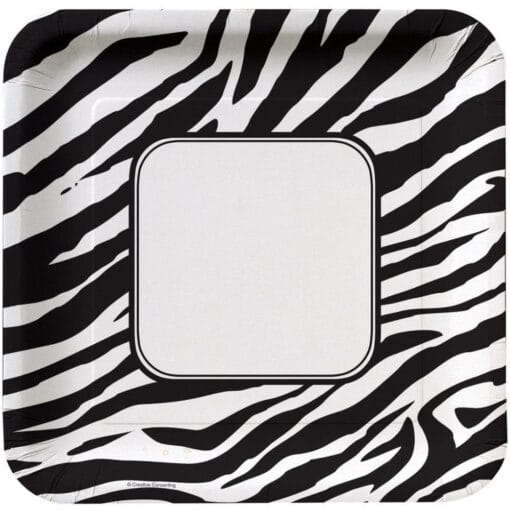 Zebra Print Plates Sqr 9&Quot; 8Ct