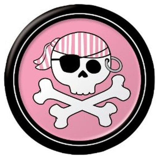 Pirate Parrty Plates 7&Quot; Pink 8Ct