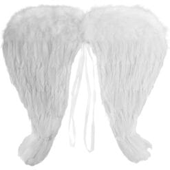 Angel Wings w/Real Feathers, White 18"