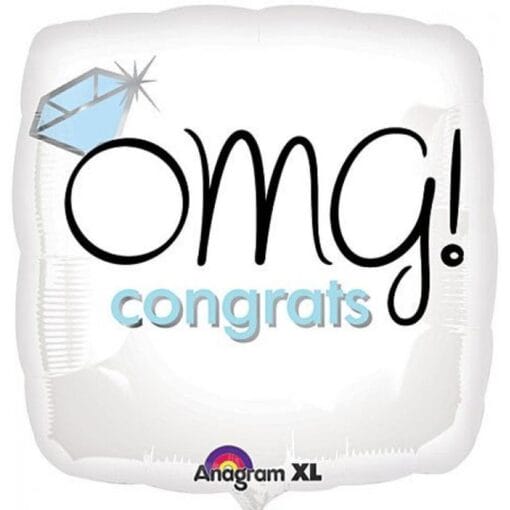 18&Quot; Sqr Omg Congrats W/Ring Balloon