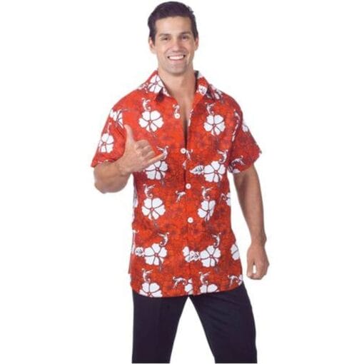 Hawaiian Shirt Red Mens