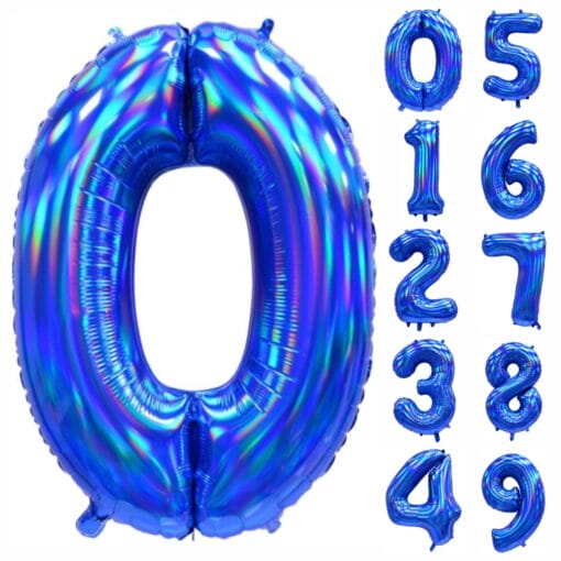 34&Quot; Shp Iridescent Blue Number Balloons