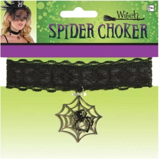 Witch Fancy Black Spider Choker 15.5In