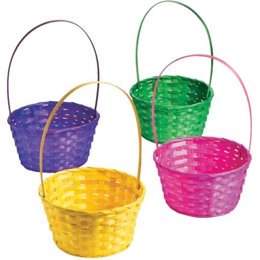 Solid Color Bamboo Easter Basket Astd